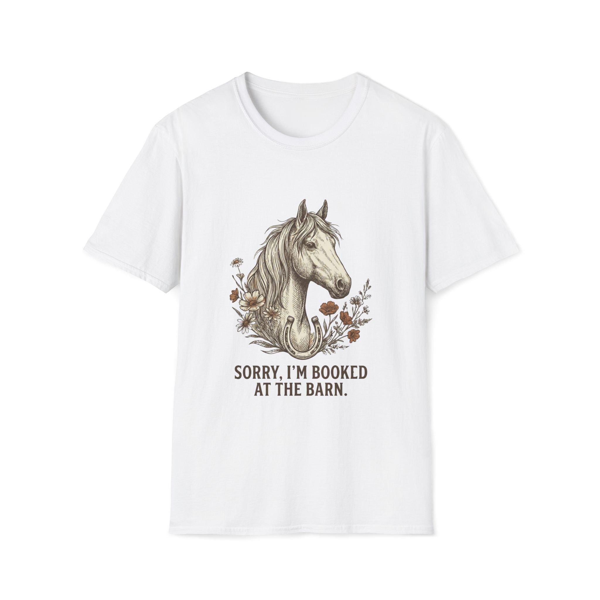 Horse T-Shirt — "Sorry, I'm Booked at the Barn" Graphic Tee for Equestrians