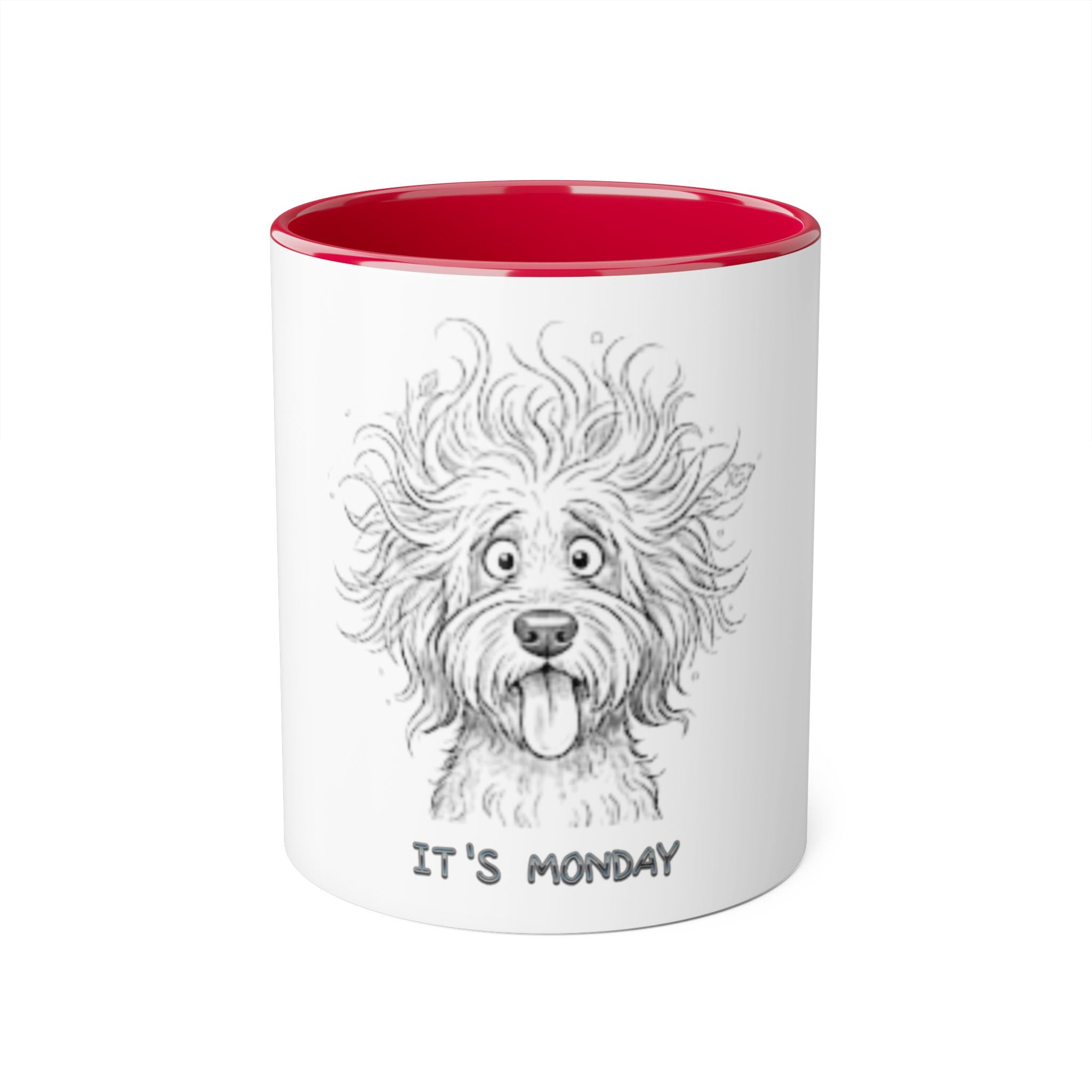 It's Monday Dog Mug — Cute Fluffy Pup Coffee Accent Mug, Funny Workweek Gift
