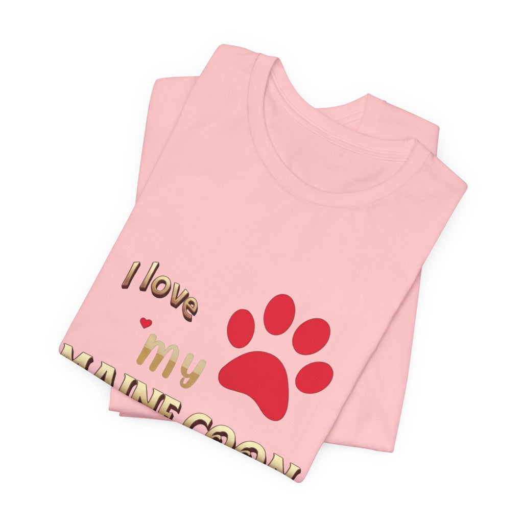 I Love My Maine Coon T-Shirt | Cat Paw Graphic Tee