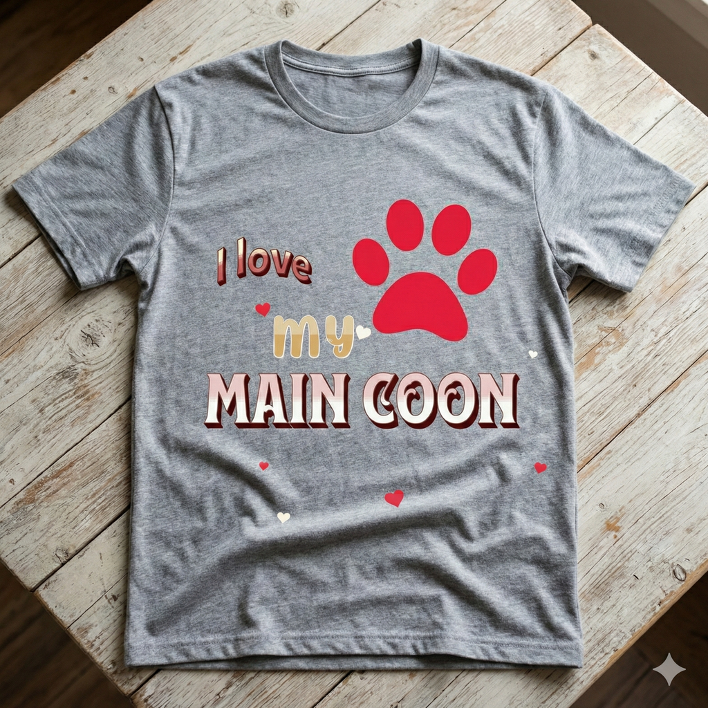 I Love My Main Coon T-Shirt — Maine Coon Cat Lover Paw Tee