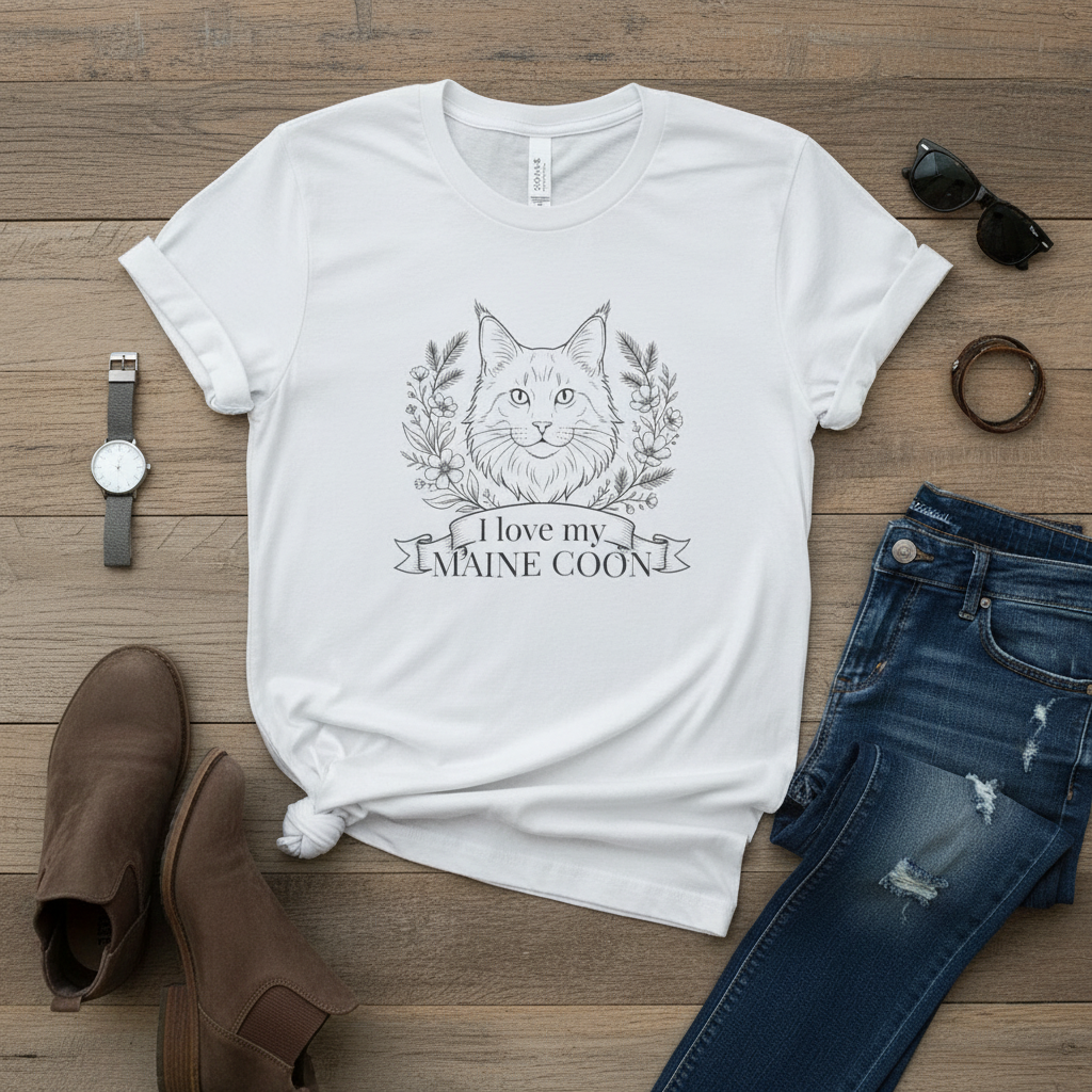 Maine Coon Cat T-Shirt — "I Love My Maine Coon" Graphic Tee