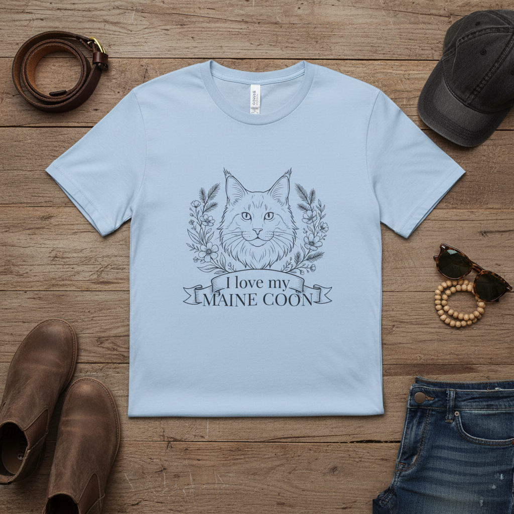 Maine Coon Cat T-Shirt — "I Love My Maine Coon" Graphic Tee