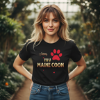 I Love My Maine Coon T-Shirt | Cat Paw Graphic Tee