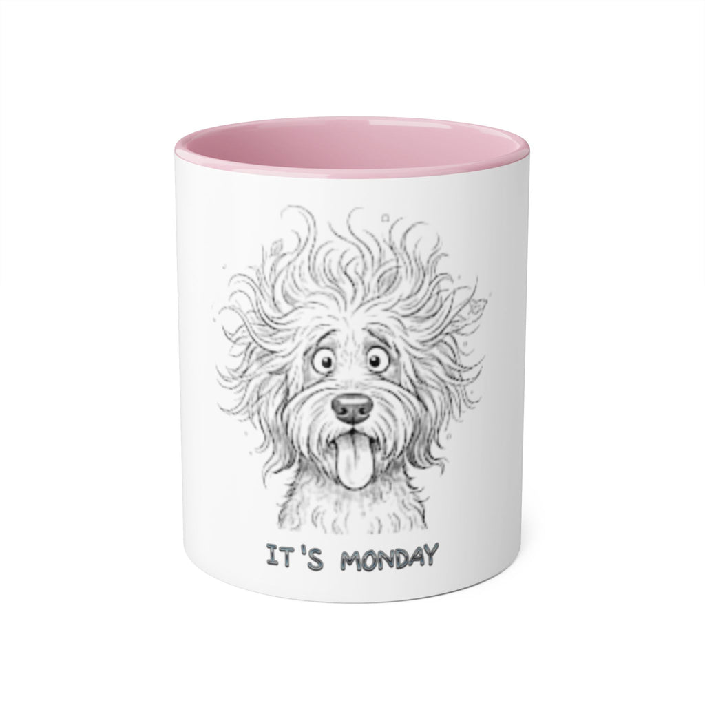 It's Monday Dog Mug — Cute Fluffy Pup Coffee Accent Mug, Funny Workweek Gift