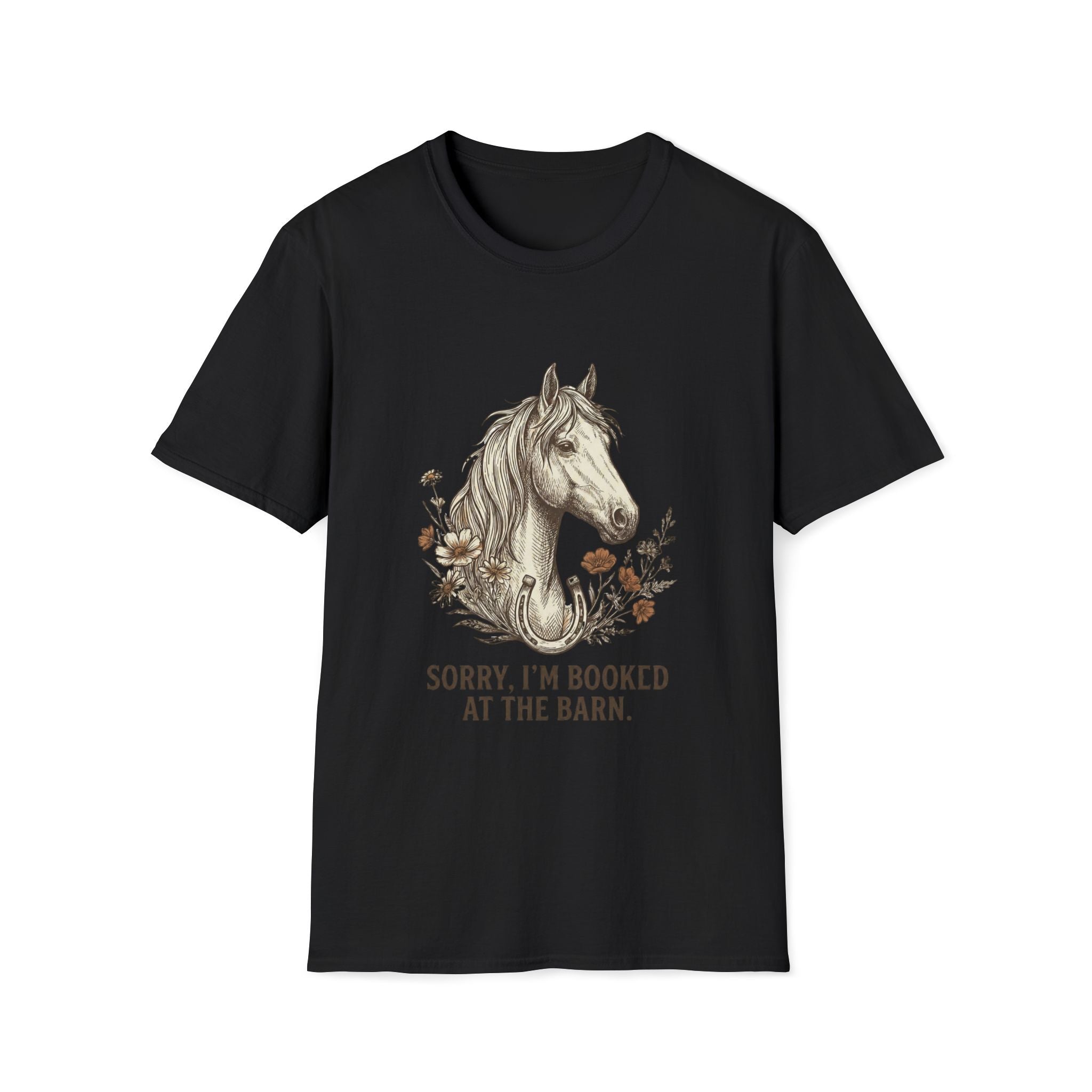 Horse T-Shirt — "Sorry, I'm Booked at the Barn" Graphic Tee for Equestrians